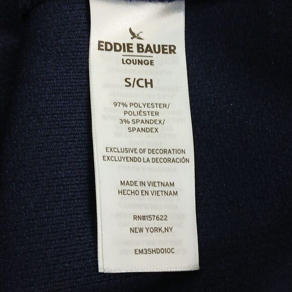 Eddie Bauer Mens Navy Blue Textured Lounge Long Sleeve Pullover Hoodie Small NEW - Picture 6 of 8